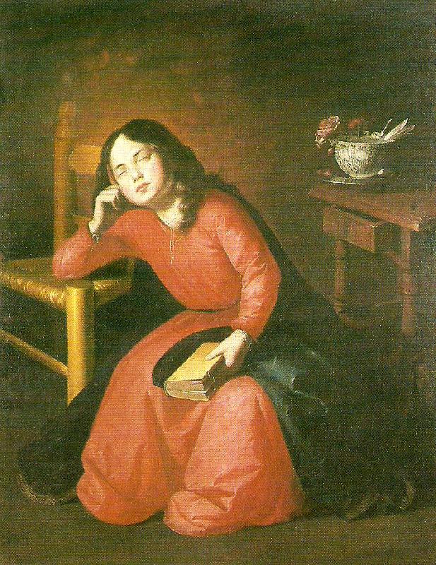 the girl virgin asleep, Francisco de Zurbaran